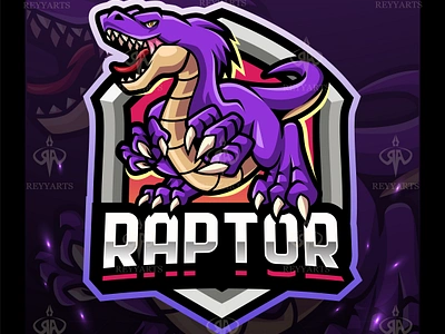 RAPTOR MASCOT ESPORT LOGO DESIGN artwork badge branding character design drawing esport game gaming illustration logo mascot predator print raptor trex tshirt vector velociraptor wild