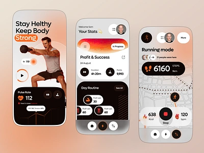 Where Movement Meets Motivation - App Design aerobic android app bold cardio charts clean dark mode dashboard design fitness gym ios mobile sport typography ui ux workout