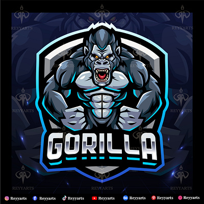 GORILLA MASCOT ESPORT LOGO DESIGN animal art artwork badge bigfoot branding character design drawing esport gorilla illustration kong logo mascot print sport vector wildlife yeti