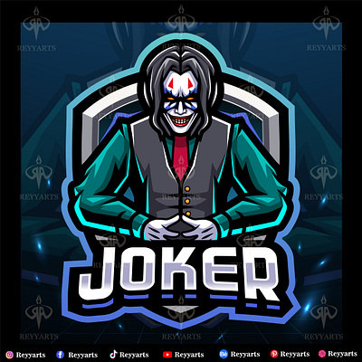 JOKER CLOWN MASCOT ESPORT LOGO DESIGN artwork brand branding character clown design drawing esport illustration joker logo magician mascot people sinister tshirt vector