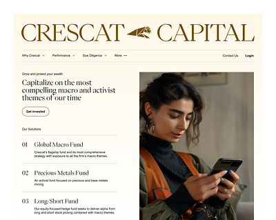 Crescat Capital homepage branding capital clean feline finance gold homepage landing page tiger typography website