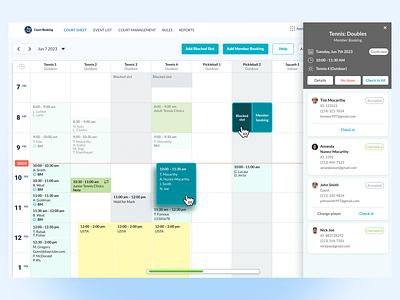 Court Booking Management System 🎾 booking calendar productdesign reservation saas scheduling sport tennis ui ux