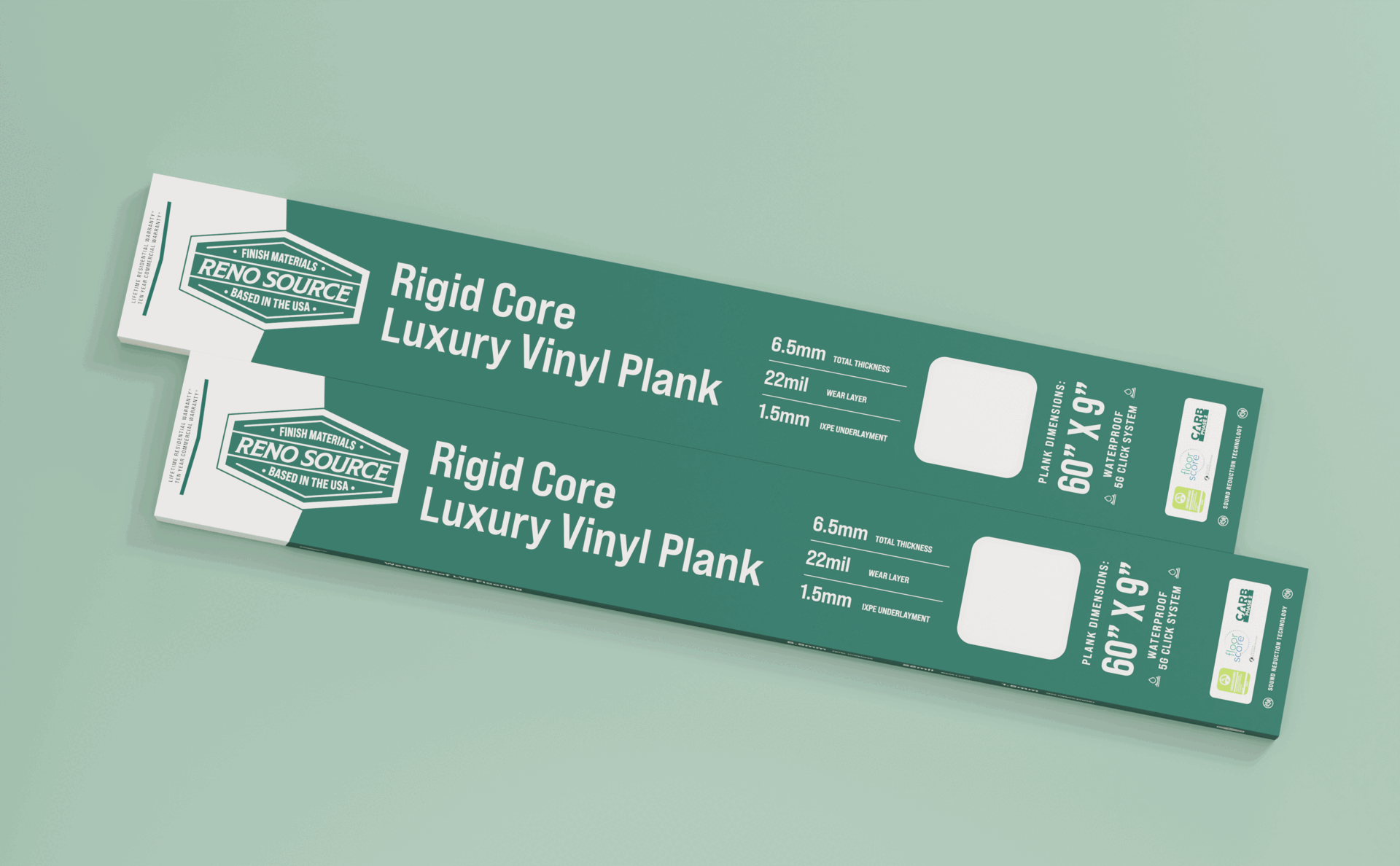 RENO SOURCE - Rigid Core Vinyl Plank Packaging Design 3d 3d mockup box box design branding design illustration label design logo packaging packaging box packaging design product packaging vinyl plank packaginng