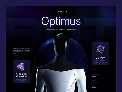 Tesla Bot /Optimus Website Concept ai bot design robot technology tesla ui