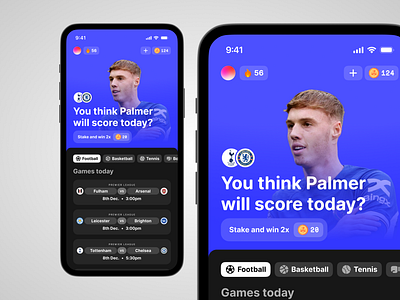 Think Palmer will score today? app blockchain design football sport ui ux web3