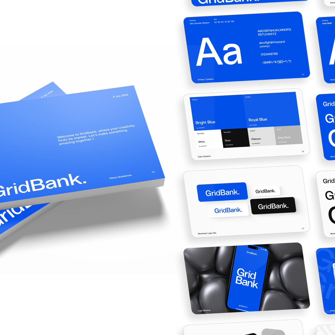 GridBank: Crafting a Strong Brand Identity with a Comprehensive branding graphic design illustration logo typography