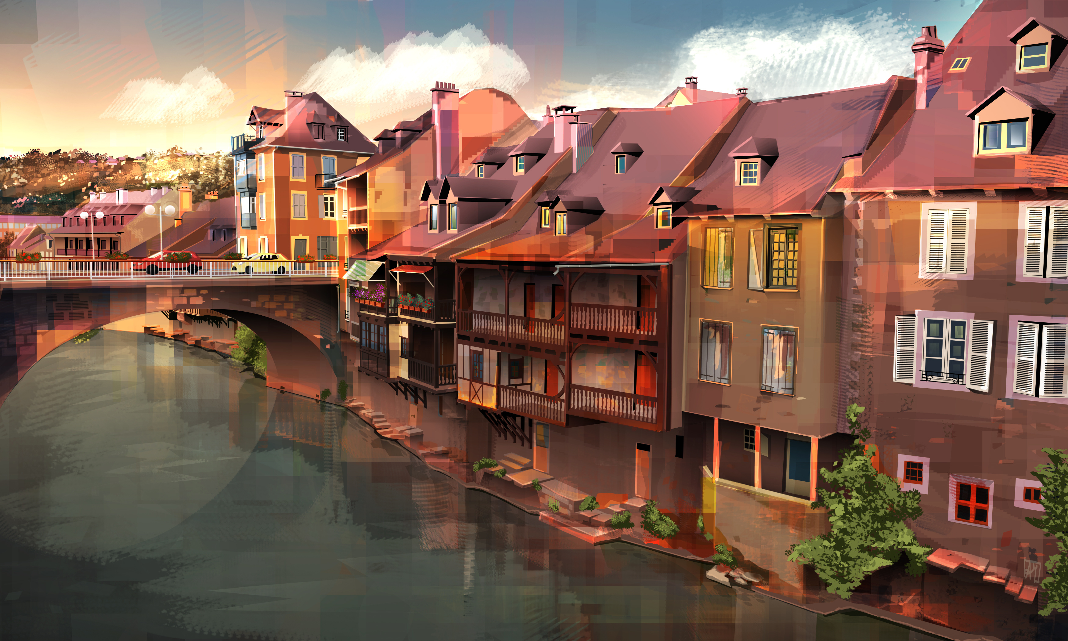 Postcards From Europe city colourful europe france illustration lights print vector