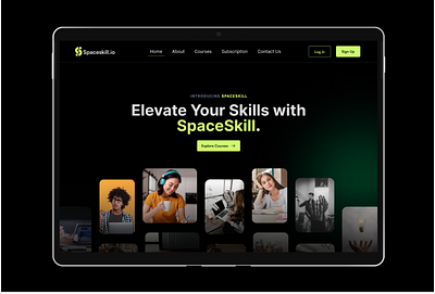 Space Skills Education Platform academy courses creative dark education interface school site ui web