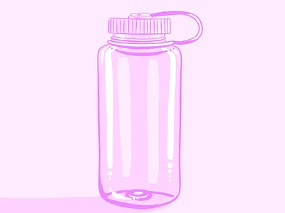 illustration: monochrome nalgene waterbottle colorful drawing fun illustration line drawing monochrome nalgene pink waterbottle