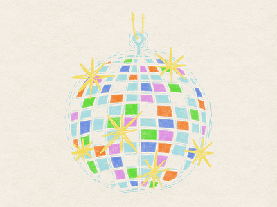 illustration: disco ball party 🪩 colorful dance disco disco ball fun illustration multicolor party simple sparkle