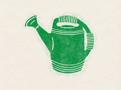 illustration: garden watering can colorful fun garden gardening green illustration simple water can watering can