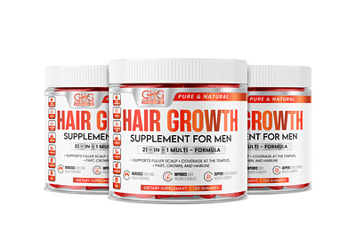 hair growth gummy supplement label design dietary supplement label