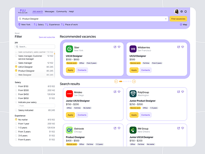Job finder platform design job product search ui ux uxui uxuidesign web design
