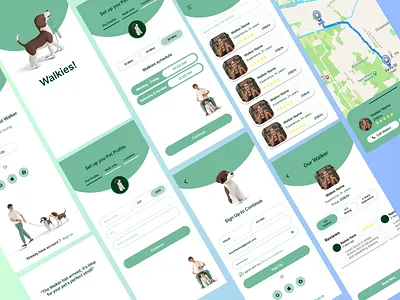 Walkies-Pet Walker Mobile Application application design designer figma mobileapp pet walker ui ux