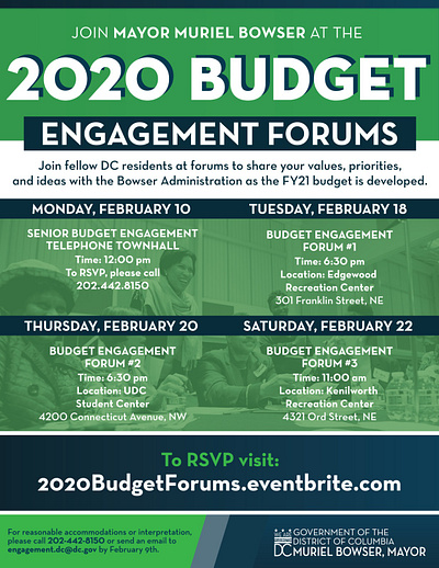 The Mayor's 2020 Budget Forums Citywide branding design graphic design typography