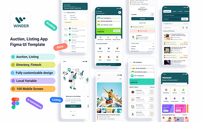 Winder –Listing Auction Trade Fintech App UI Template cash freebies live reward uikit