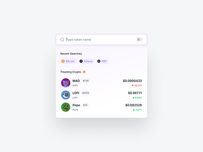 🔍 Coin Search bar bitcoin crypto dex exchanges popup search search bar ui ux website