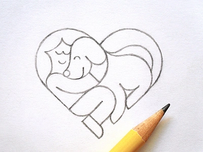 Friends design draw drawing friends friendship heart icons illustration lineart logo logo design love minimal paper pencil pets process sketch sktetching wip