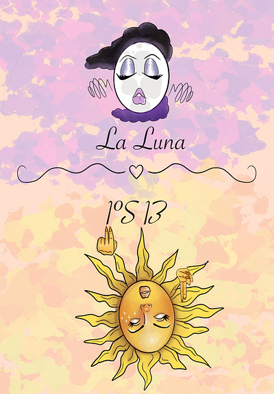 La Luna y El Sol digital art drawing illustration