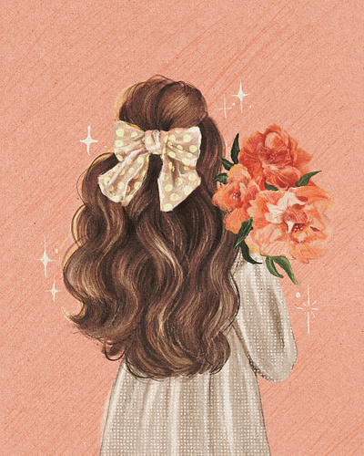 Girly illustration art brand illustration character design digital art floral illustration procreate