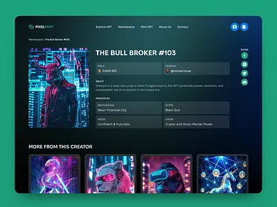Innovative Website Design for NFT Trading Platform crypto art design interface nft art nft design nft marketplace nft web design nft website ui user interface ux web design website website design