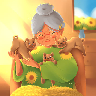 Granny character design children art children book children book illustration childrens book colorful colors digital art digital painting dogs granny illustration kidlit kidlitart kids illustration picture book