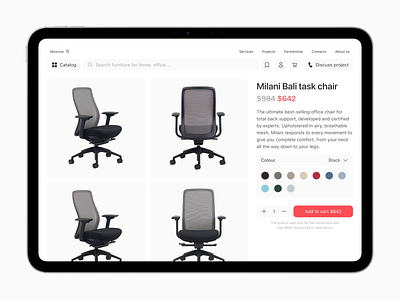 Ecommerce Product Detail Page for Furniture Store ecommerce furniture ipad online store product design ui ux