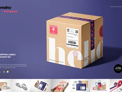 Noissue Shipping Labels Mockup Set creator custom customizable design designed generator labels mockup set mock up mock ups mockups noissue shipping labels mockup pattern patterns personalized smart object template templates