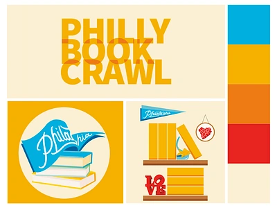 Philly Book Crawl Branding branding graphic design illustration logo logo design merch design vector visual identity