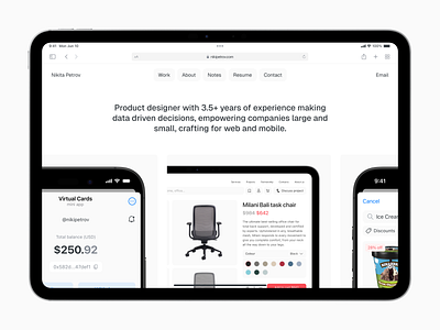 Product Designer's Portfolio app communicational design cross platform design ios ipad portfolio product design ui ux