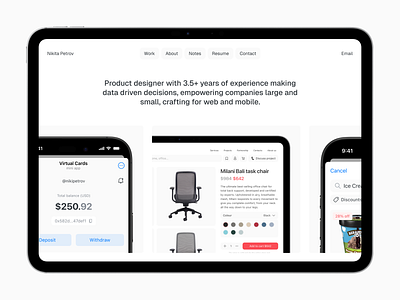 Product Designer's Portfolio app communicational design cross platform design ios ipad portfolio product design ui ux