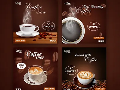 Digital Ads Design Template for Coffee app branding design designs graphic graphic design illustration logo template typography ui ux vector