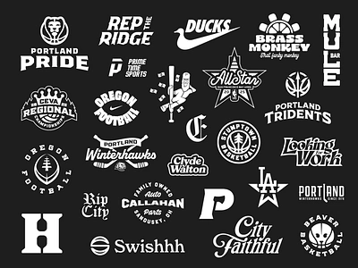 2024 Logos and Graphics badge badge design basketball brand brand identity branding design football icon iconography logo logo design logo type nike oregon rebrand sports typography wordmark