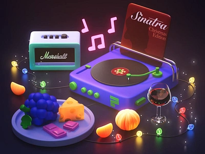 Free 3d Pack 3d 3d candy 3dfree 3dpack cheese chocolate christmas christmas lights free glass of wine grape guitar combo emp holidays motion graphics new year orange vinyl vinyl record player