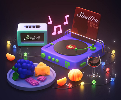 Free 3d Pack 3d 3d candy 3dfree 3dpack cheese chocolate christmas christmas lights free glass of wine grape guitar combo emp holidays motion graphics new year orange vinyl vinyl record player