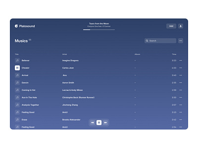 Platosound: Music library app branding clean design gradient gramophone inspiration logo music music player player simple song sound tune turntable ui ux wave