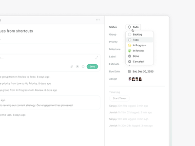 Custom task status! app dashboard ui ux web