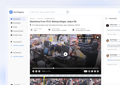 GeoTagging - Government Surveillance Saas camera cctv comments component dashboard design element minimal monitor saas security sidebar smart home surveillance ui uidesign ux video webdesign