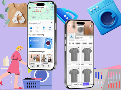 Laundry App UI design app design interface laundry app ui