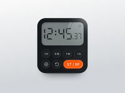 Kitchen timer realism skeuomorphism timer ui