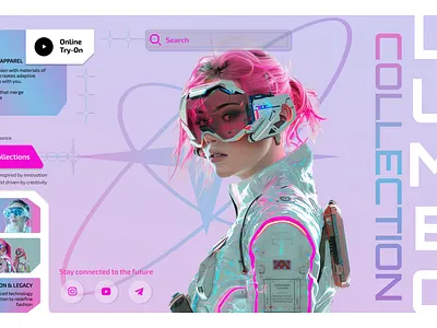 Lumeo Collection – Futuristic Fashion Redefined design first screen logo ui