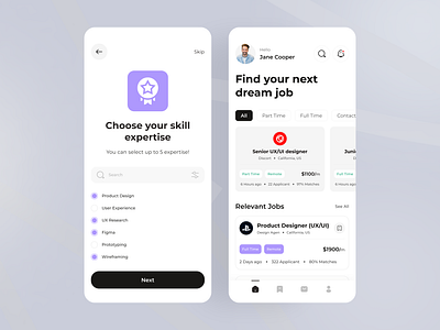 Job Finding Platform UI application career design hiring interface iphone job job find job listing job platform job search jobs jobseeker mobile mobile app mobile app design recruitment ui ui design vacancy
