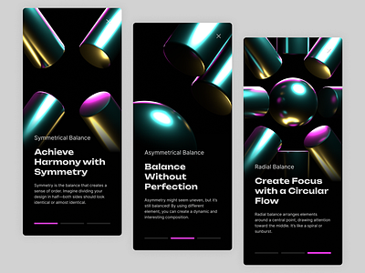 Balance 3d app black dark design metal ui