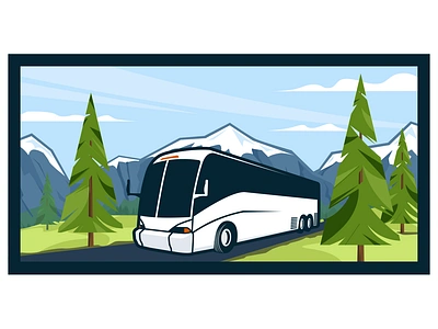 Mountain Bus bus mountains pine trees vector