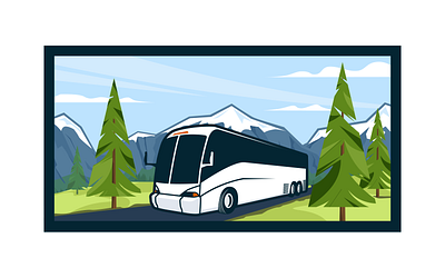 Mountain Bus bus mountains pine trees vector