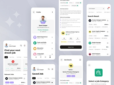 Job Finding Platform UI application career design hiring interface iphone job job find job listing job platform job search jobs jobseeker mobile mobile app mobile app design recruitment ui ui design vacancy