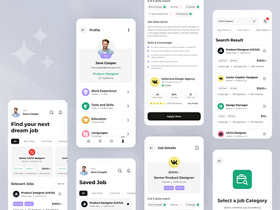 Job Finding Platform UI application career design hiring interface iphone job job find job listing job platform job search jobs jobseeker mobile mobile app mobile app design recruitment ui ui design vacancy