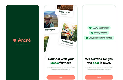 🚜 André - Local food delivery app branding colors design farm illustration logo mobile mobile app onboarding product design ui ux