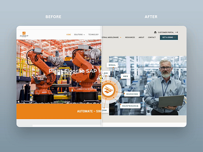 Junot Systems - Before / After blue design home page industrial modern orange ui ux web design website website design