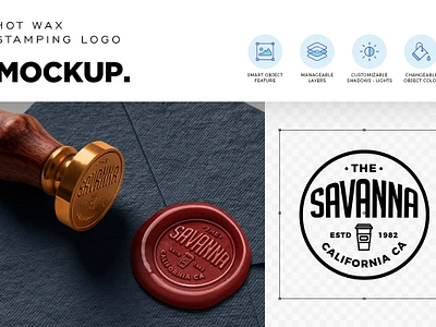 Hot Wax Stamp Logo Mockup art company effect envelop font logo mock presentation seal stamp style template text up